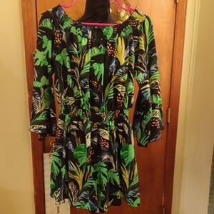 Tropical Leaf Print Dress